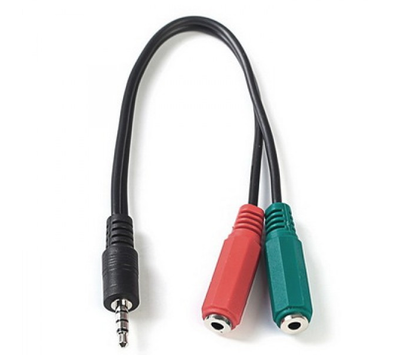 Адаптер для підключення гарнітури з двома штекерами до комп'ютера з одним гніздом 3.5 мм